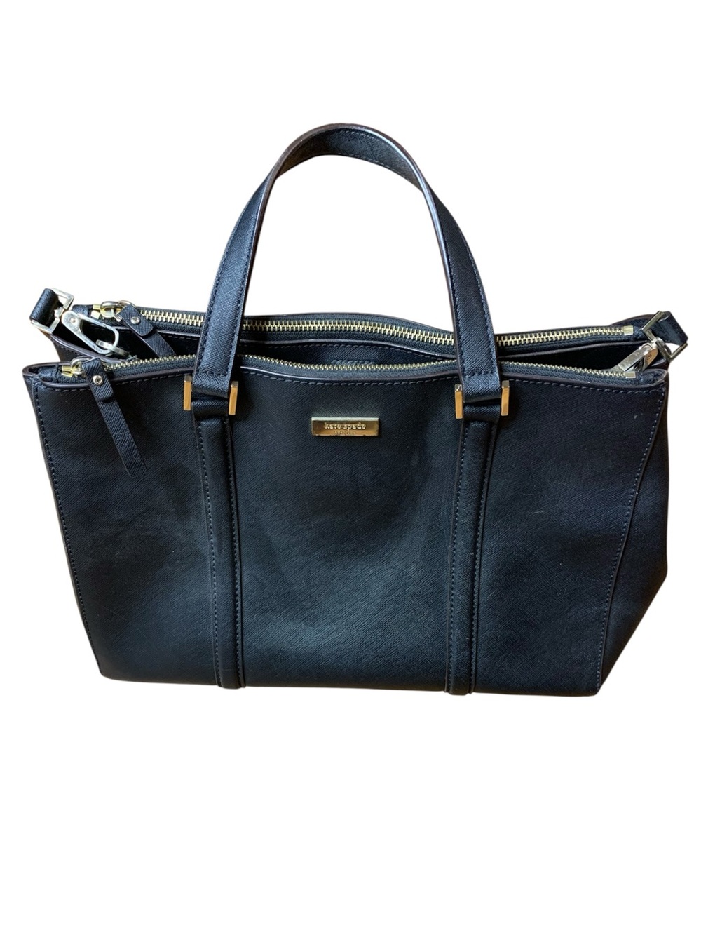 Kate Spade Black Saffiano Leather Triple Compartment Satchel Bag